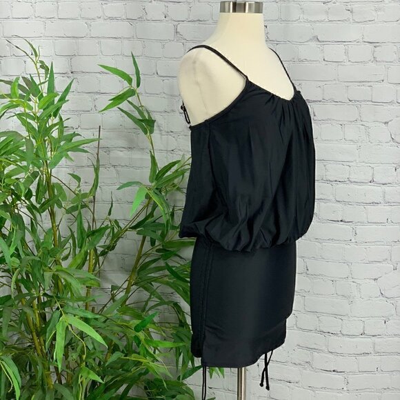 Black Swim Dress w/ Ruching at Sides - Picture 3 of 6